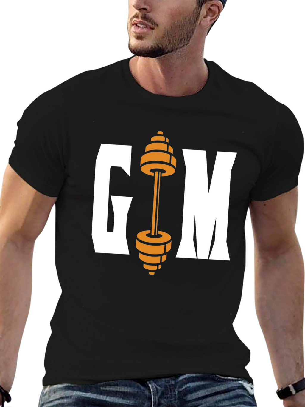 Gym Weights Graphic Tee - Black Cotton T-Shirt