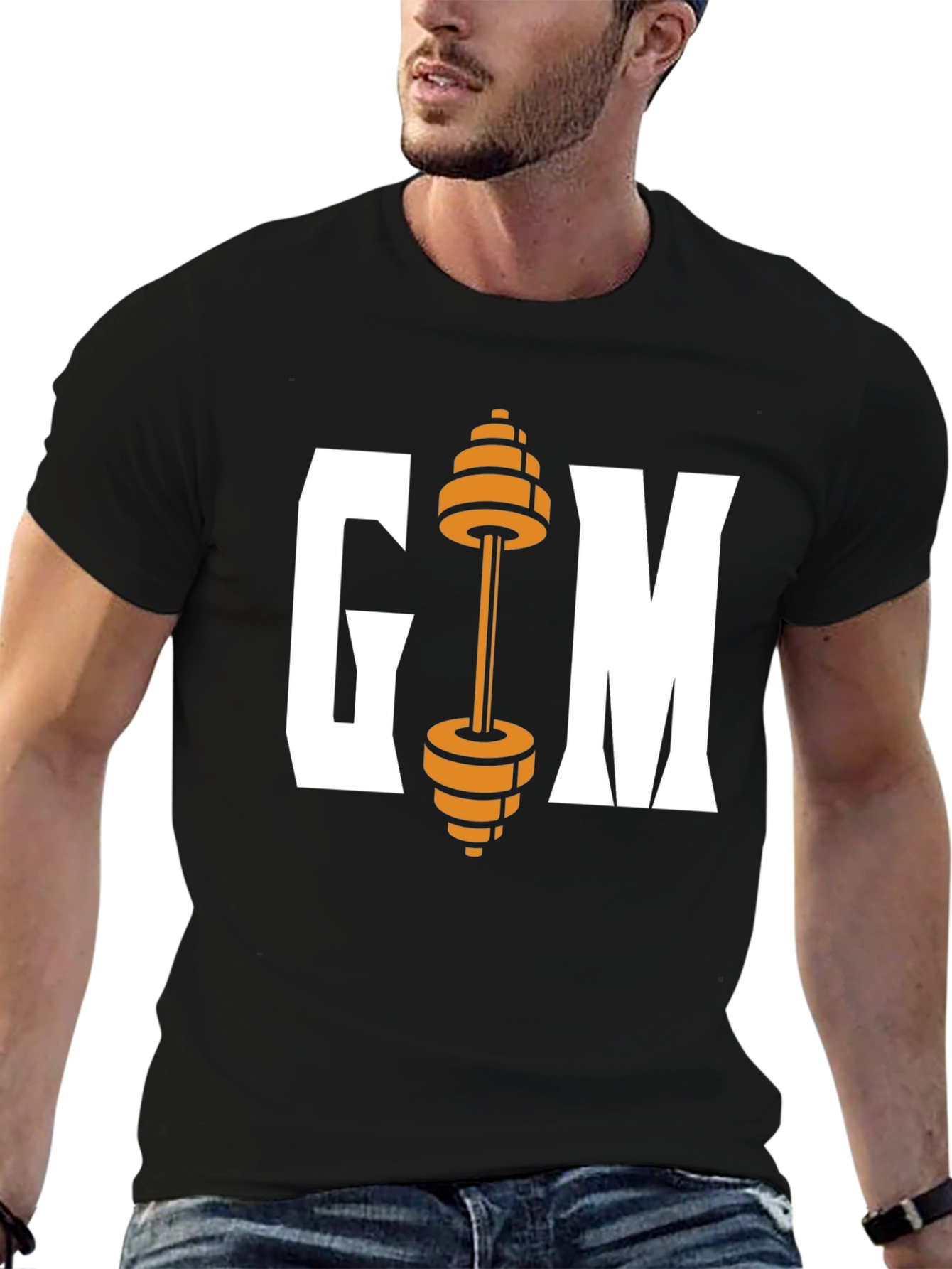 Gym Weights Graphic Tee - Black Cotton T-Shirt