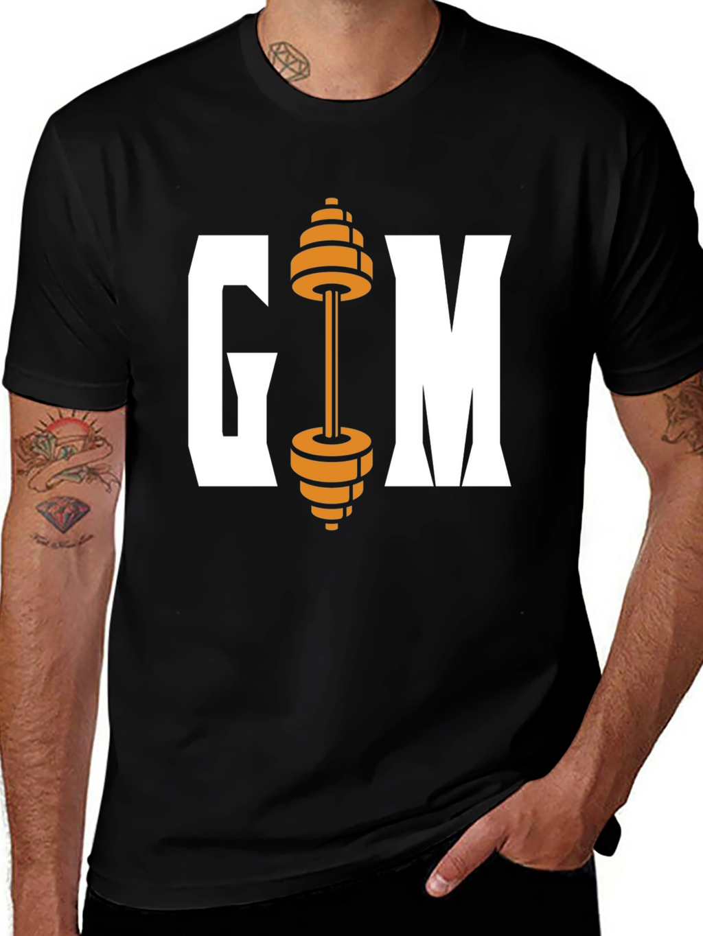 Gym Weights Graphic Tee - Black Cotton T-Shirt