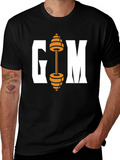 Gym Weights Graphic Tee - Black Cotton T-Shirt