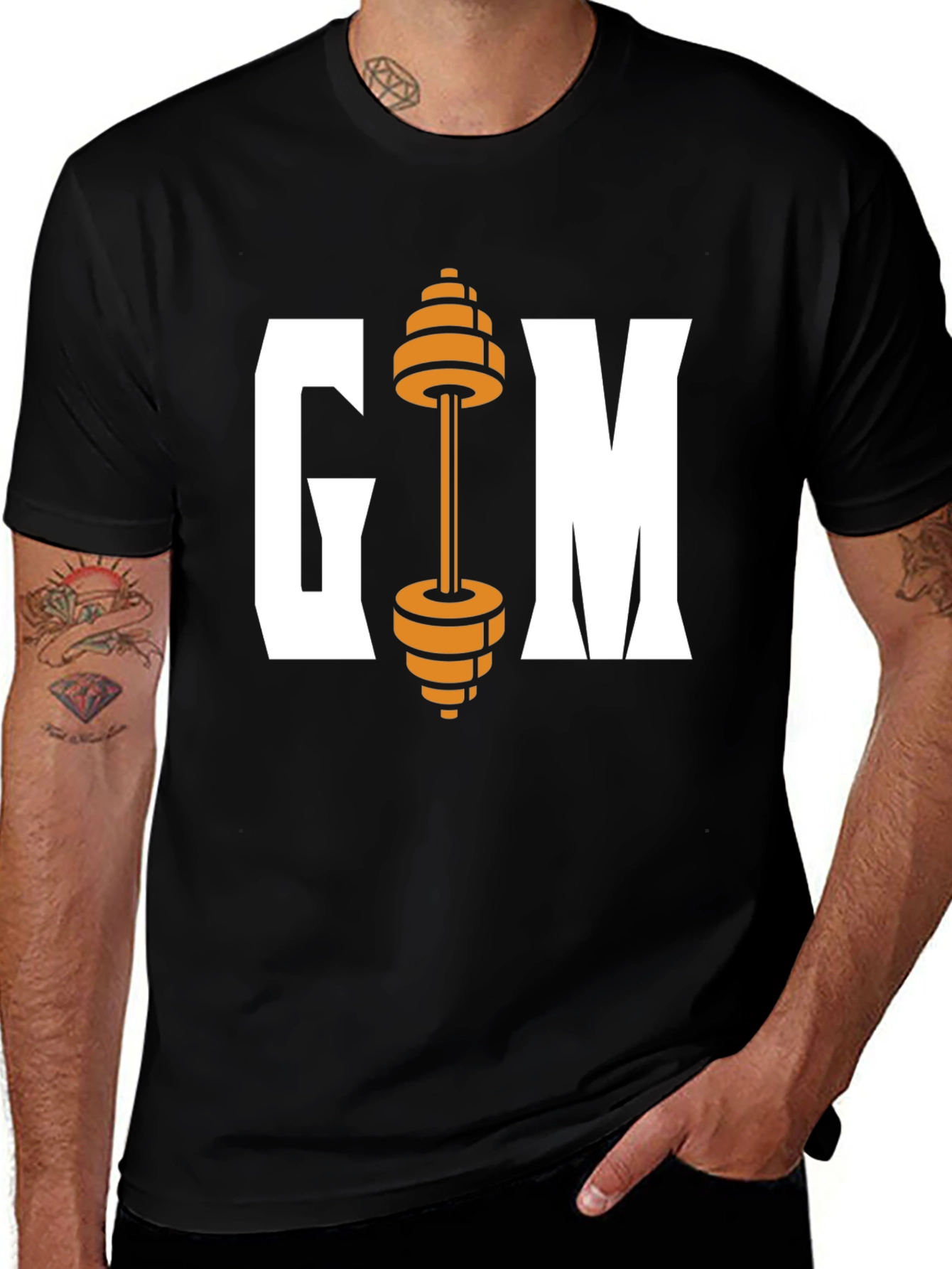 Gym Weights Graphic Tee - Black Cotton T-Shirt