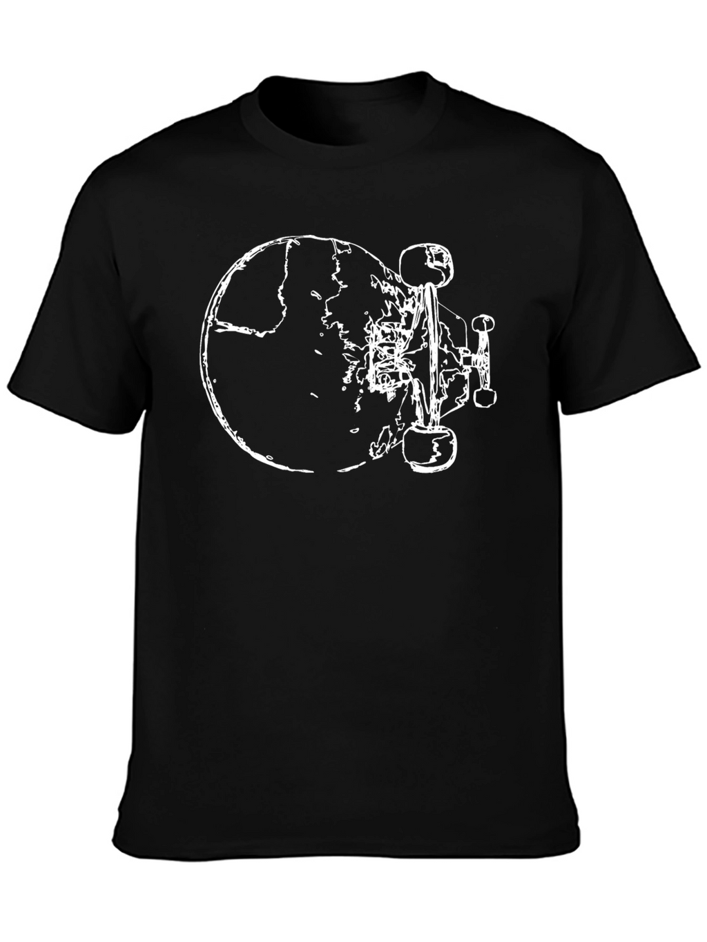 Skateboard Earth Graphic Tee - Black Cotton Casual Shirt