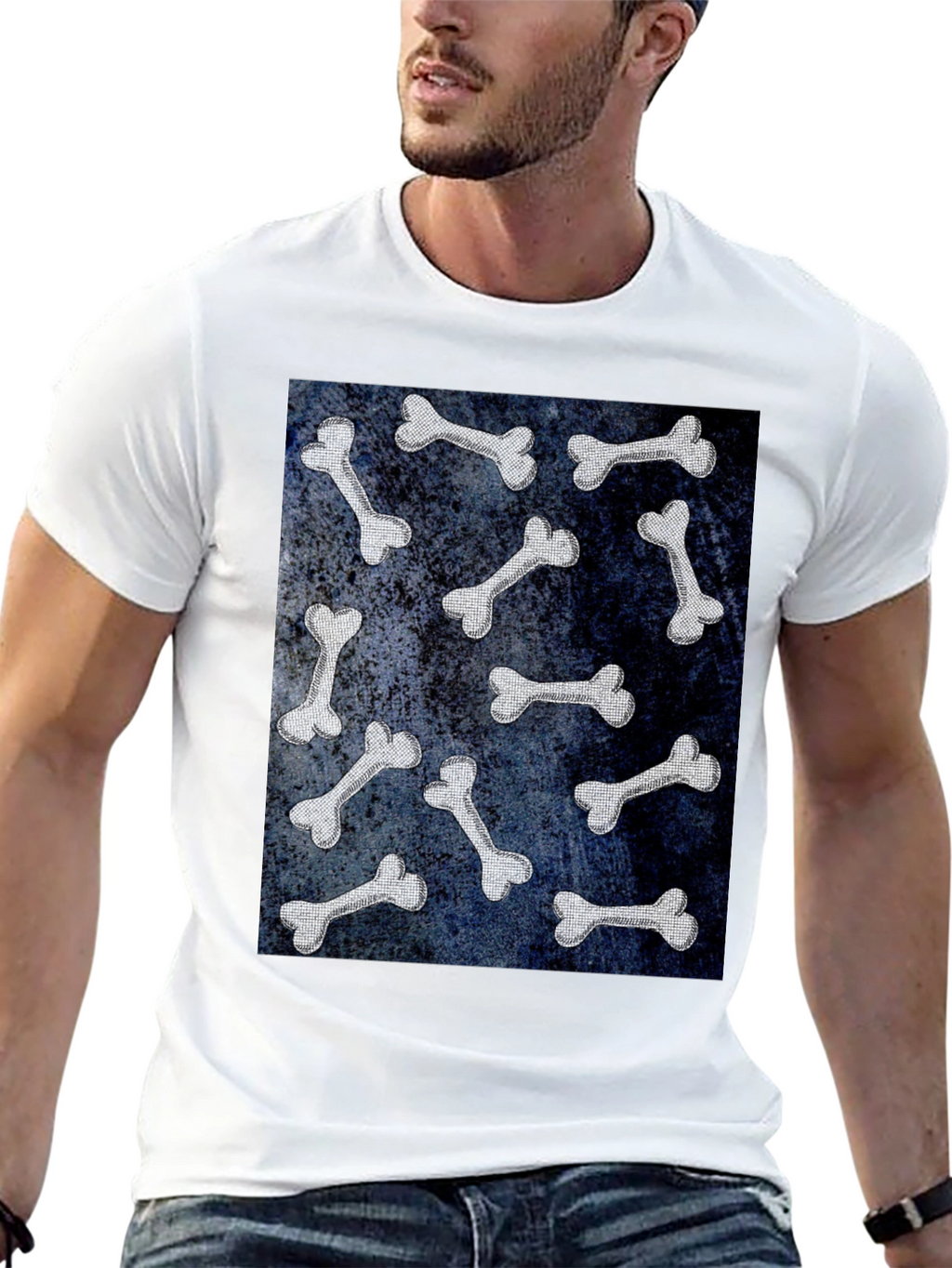 Bone Pattern Black T-Shirt