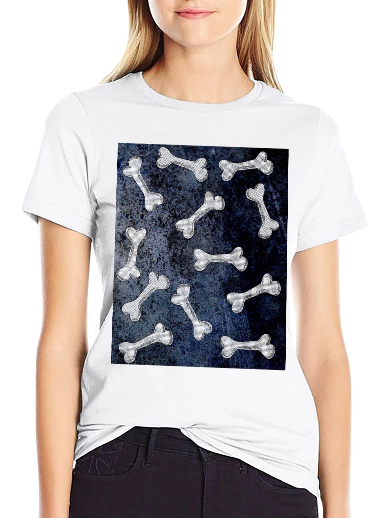 Bone Pattern Black T-Shirt