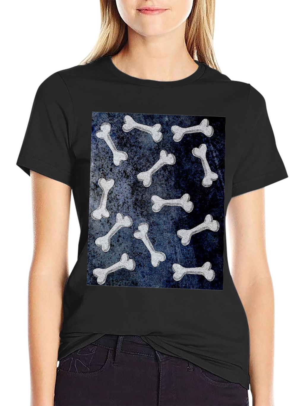 Bone Pattern Black T-Shirt
