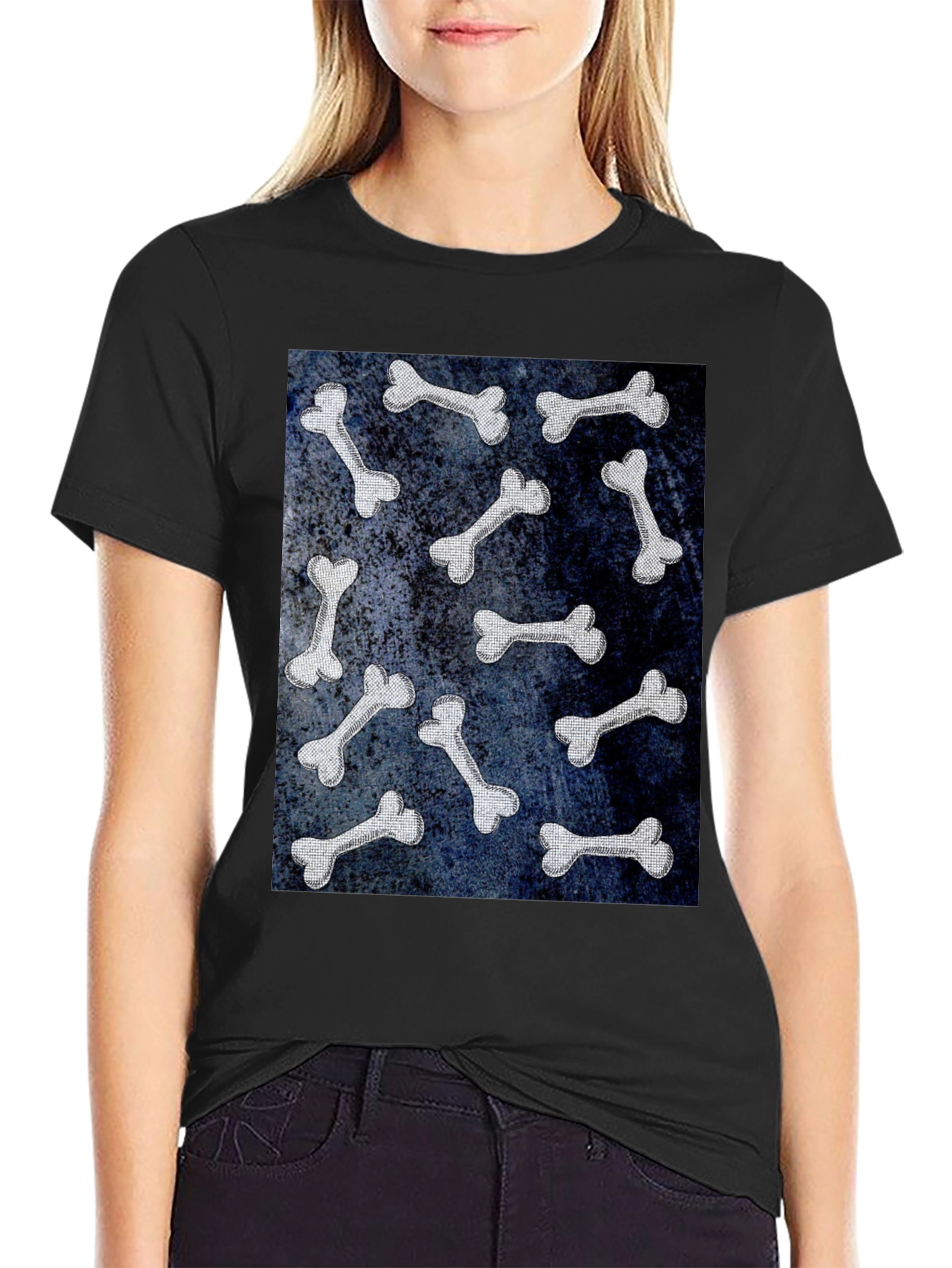 Bone Pattern Black T-Shirt