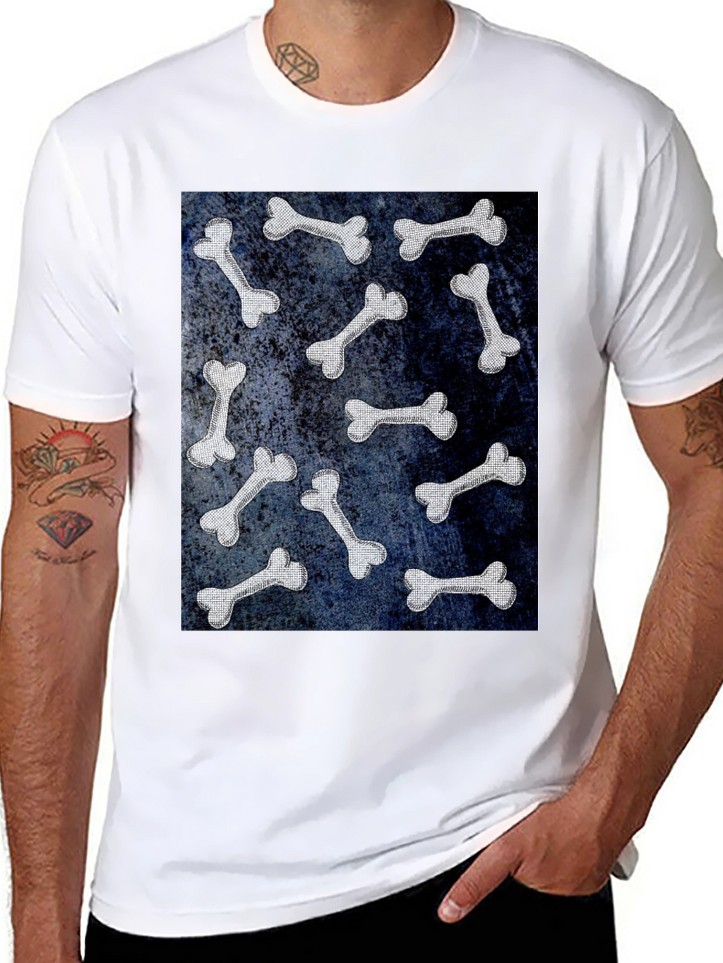 Bone Pattern Black T-Shirt