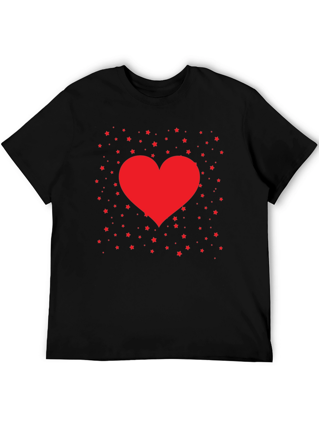 Heart and Stars Graphic Tee - Black Cotton Blend
