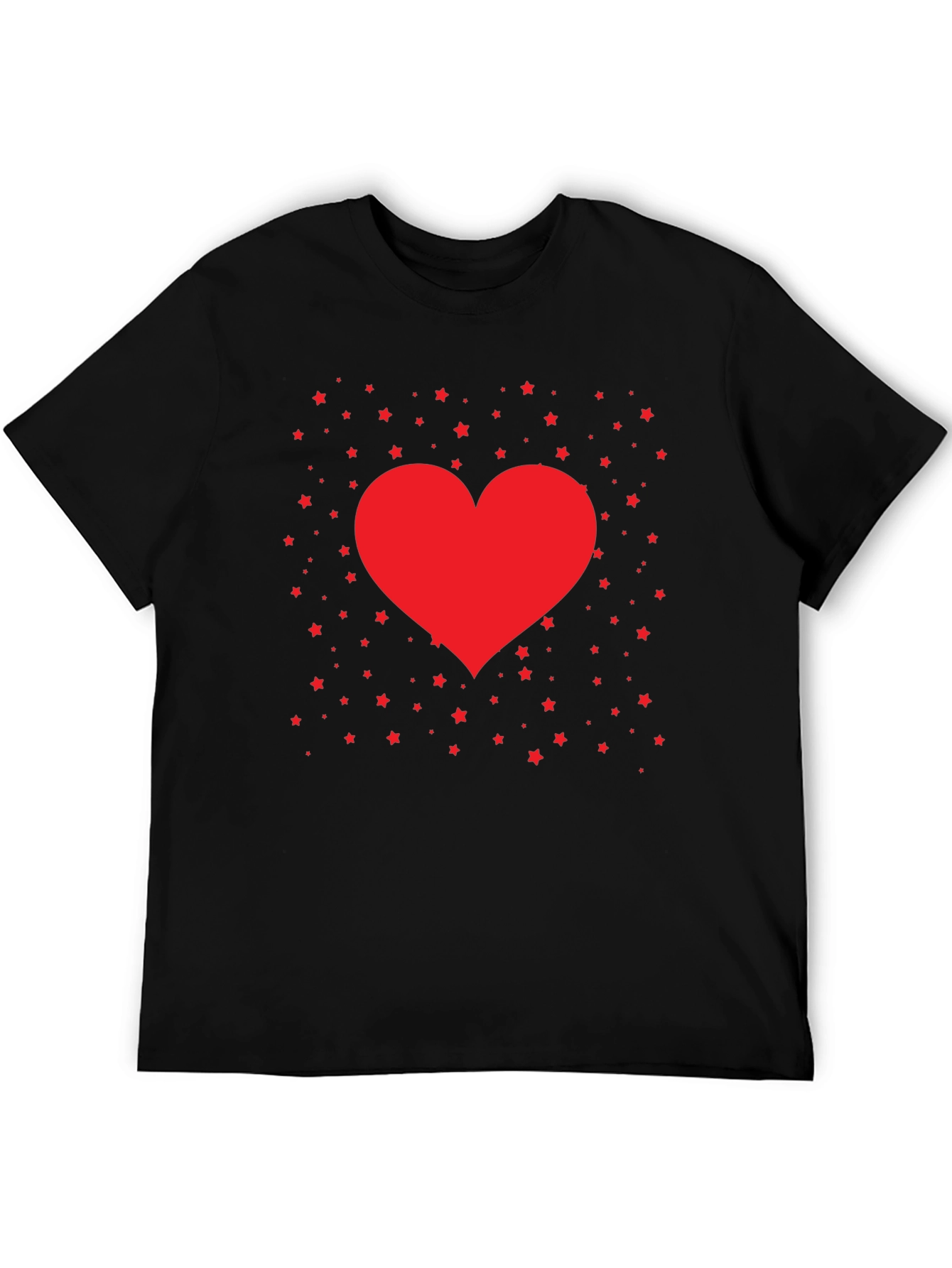 Heart and Stars Graphic Tee - Black Cotton Blend