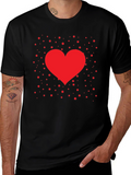 Heart and Stars Graphic Tee - Black Cotton Blend