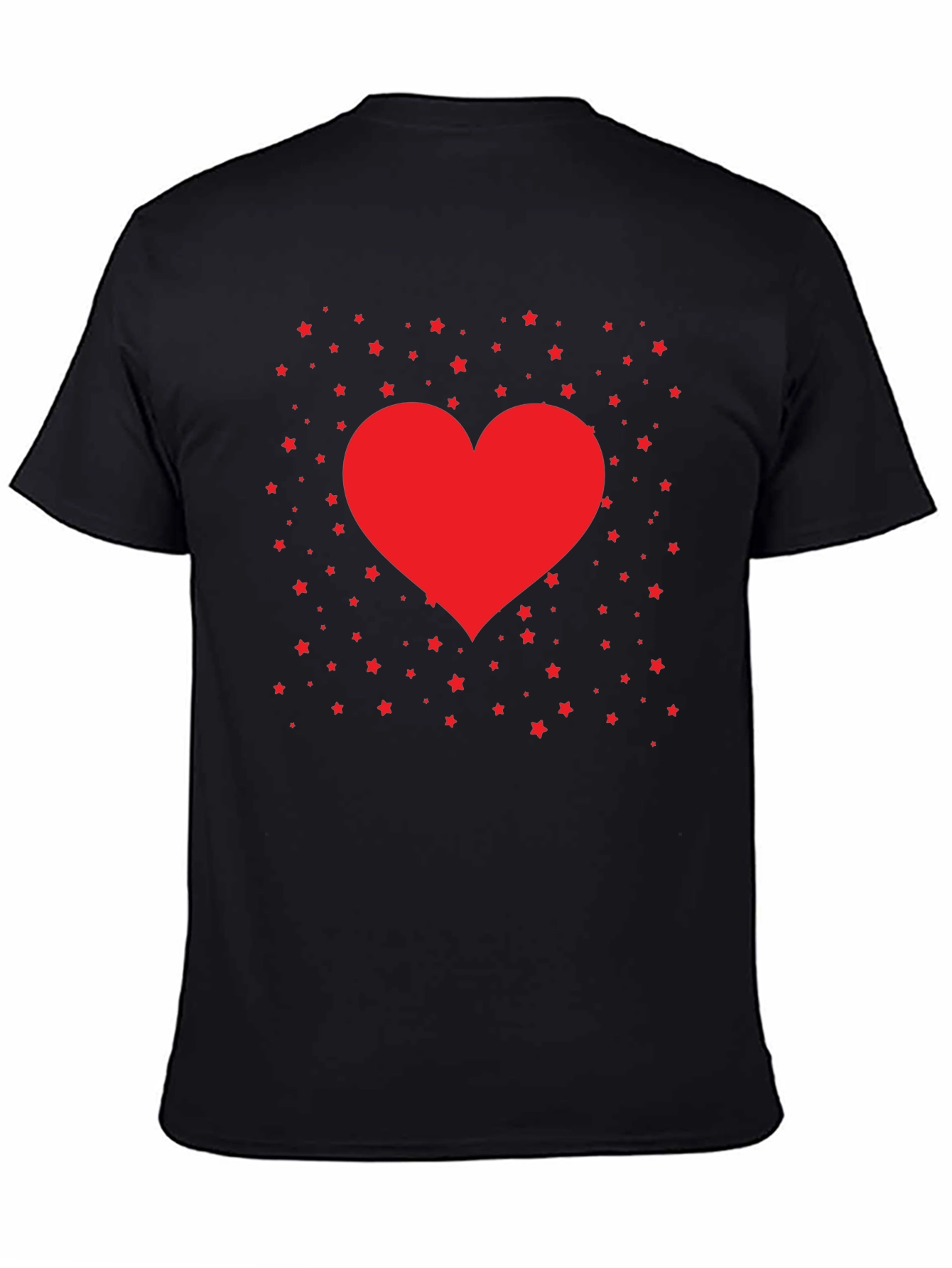 Heart and Stars Graphic Tee - Black Cotton Blend