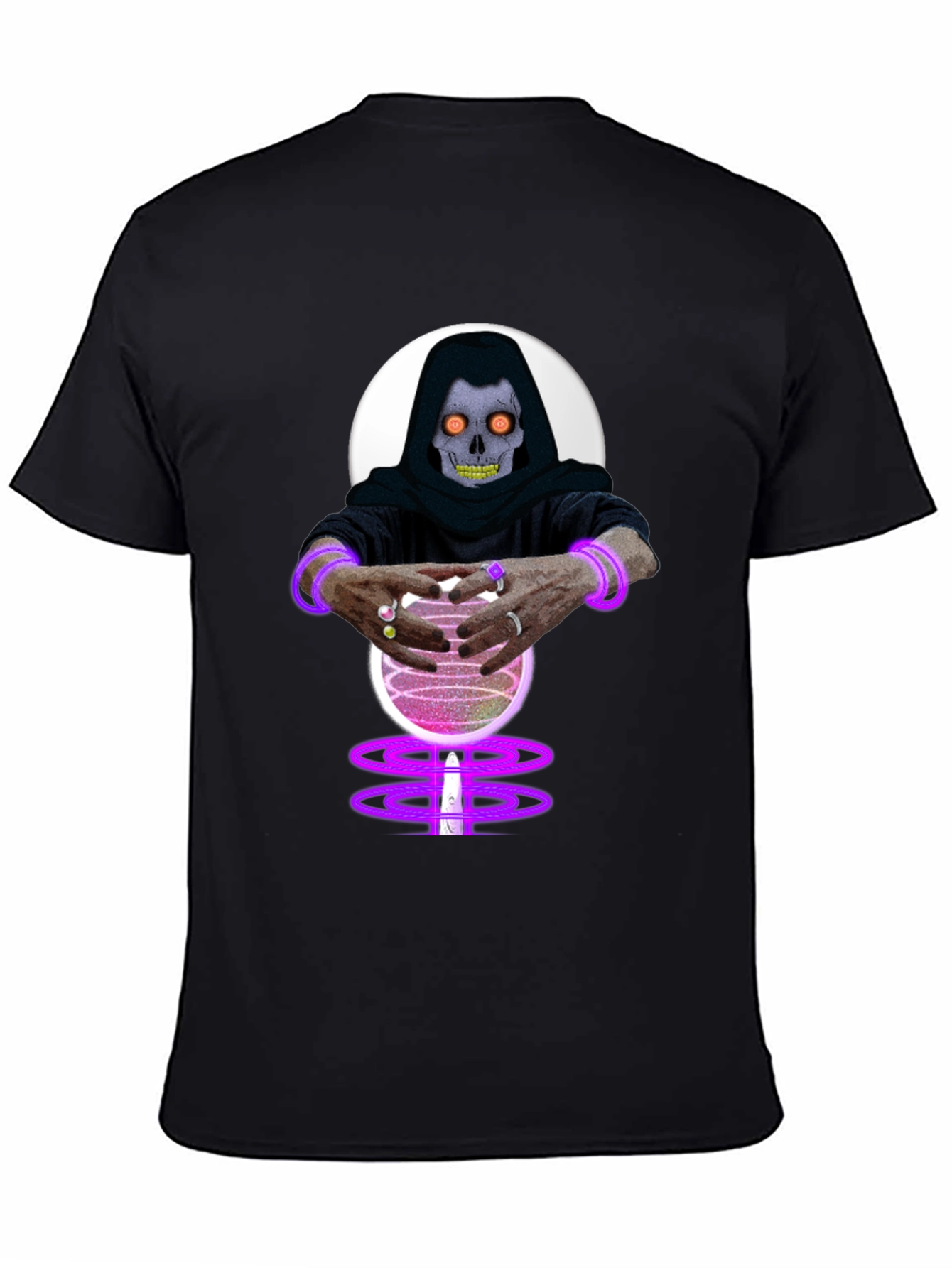 Mystic Skull Crystal Ball Black T-Shirt