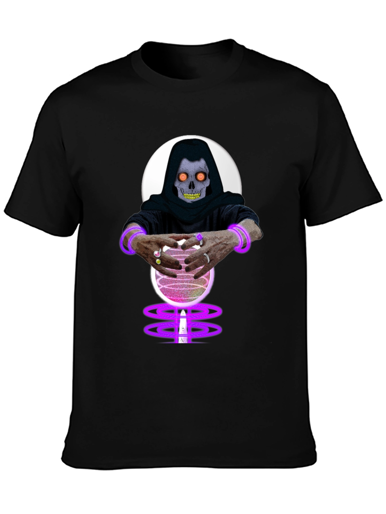 Mystic Skull Crystal Ball Black T-Shirt
