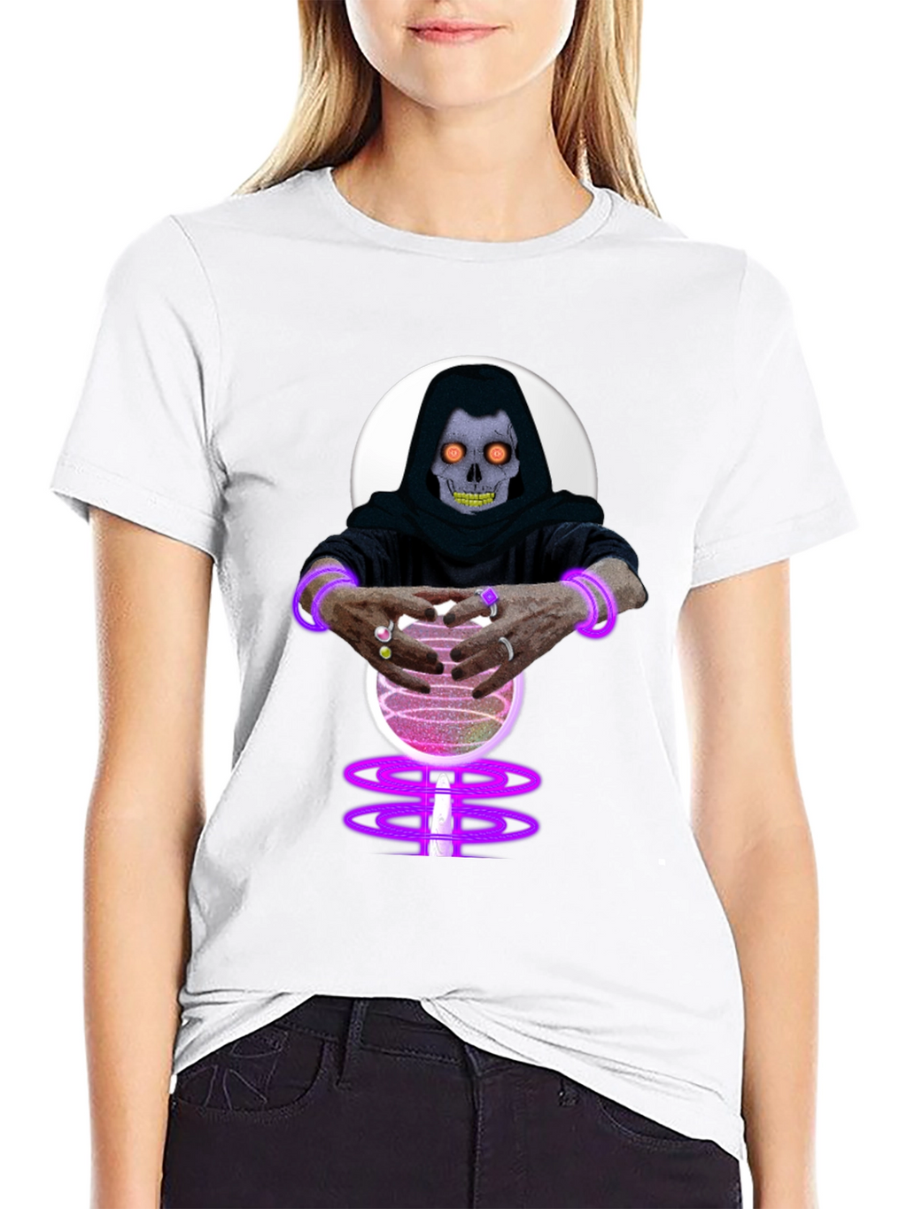 Mystic Skull Crystal Ball Black T-Shirt