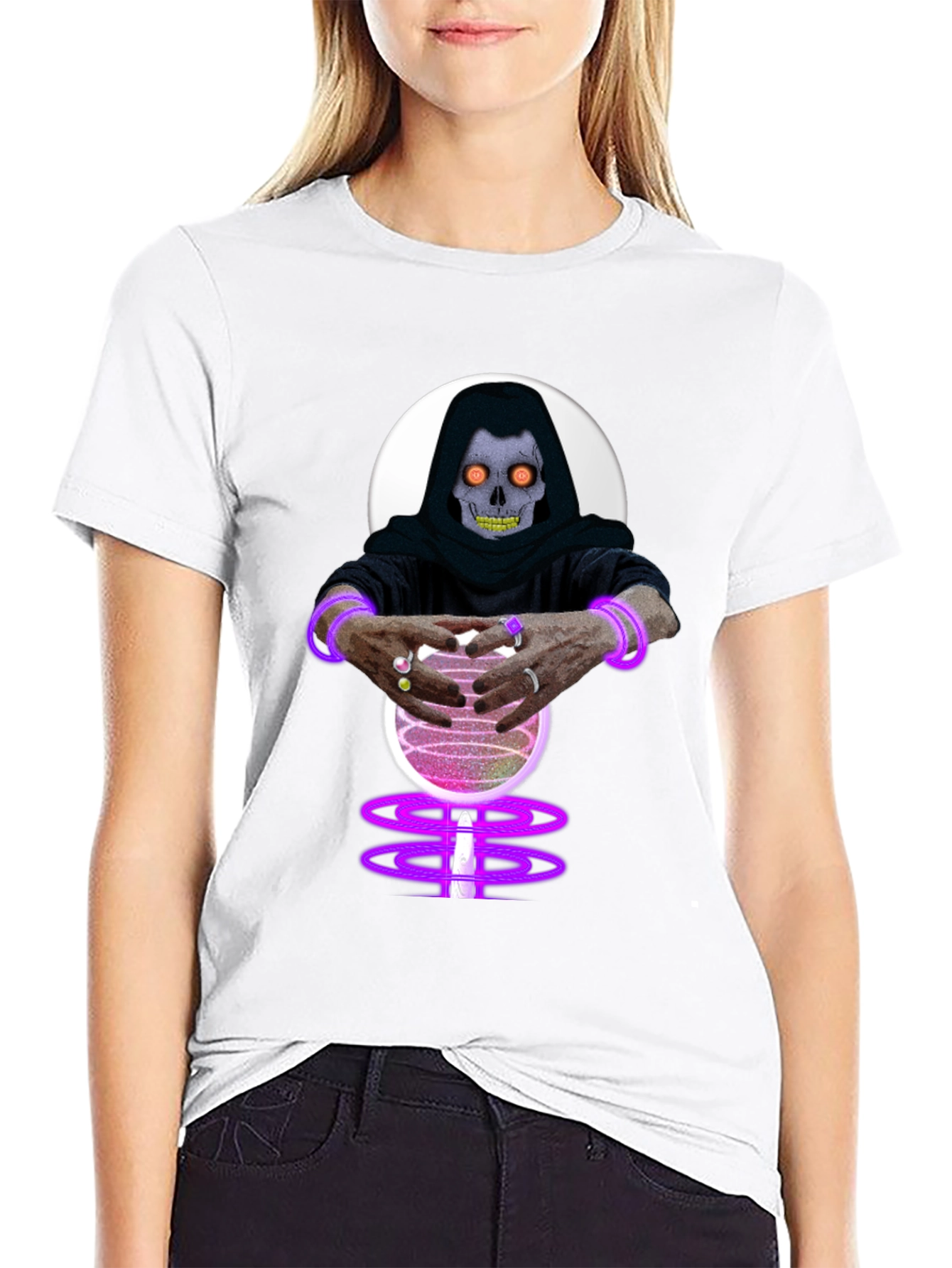 Mystic Skull Crystal Ball Black T-Shirt