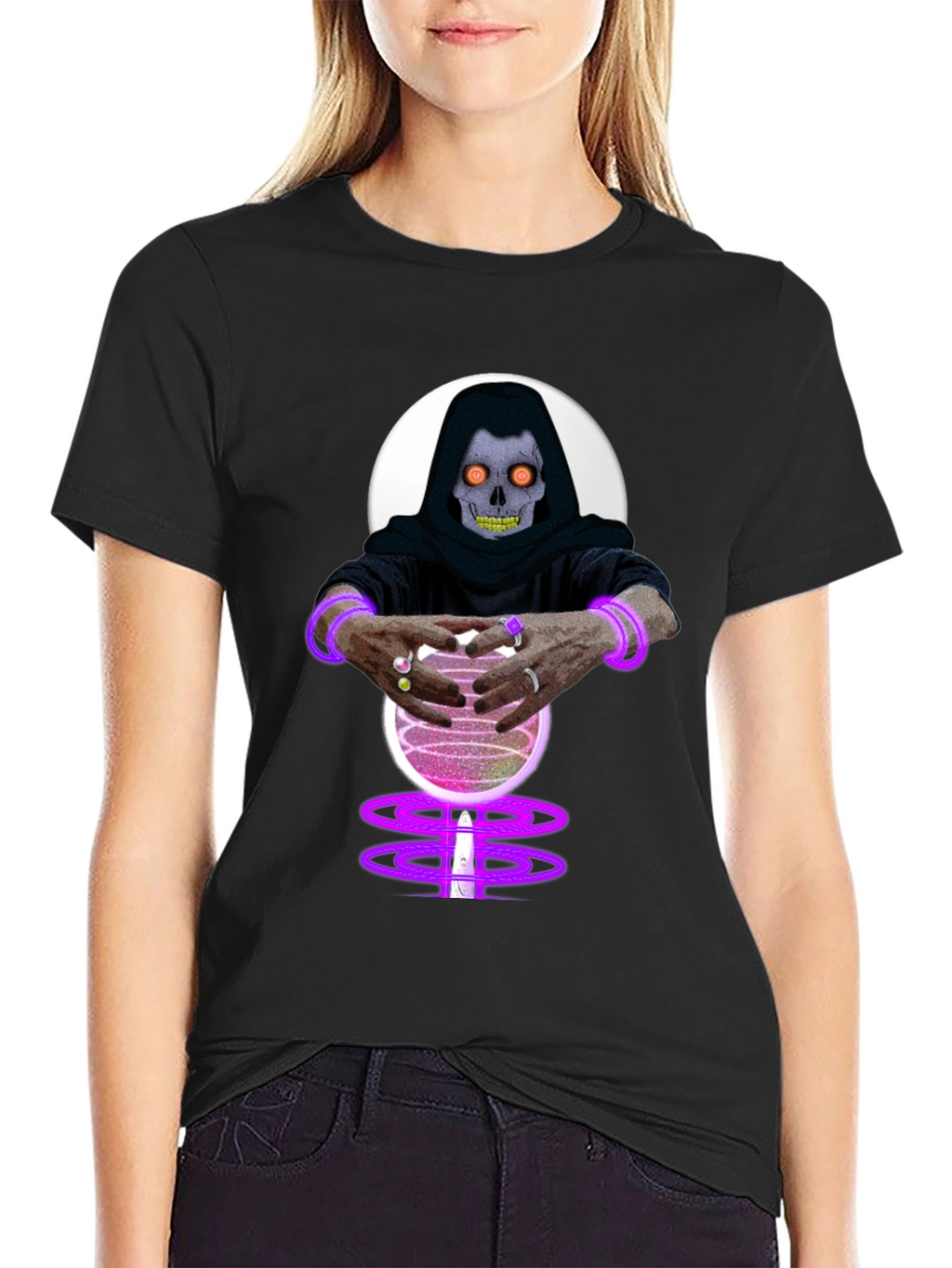 Mystic Skull Crystal Ball Black T-Shirt