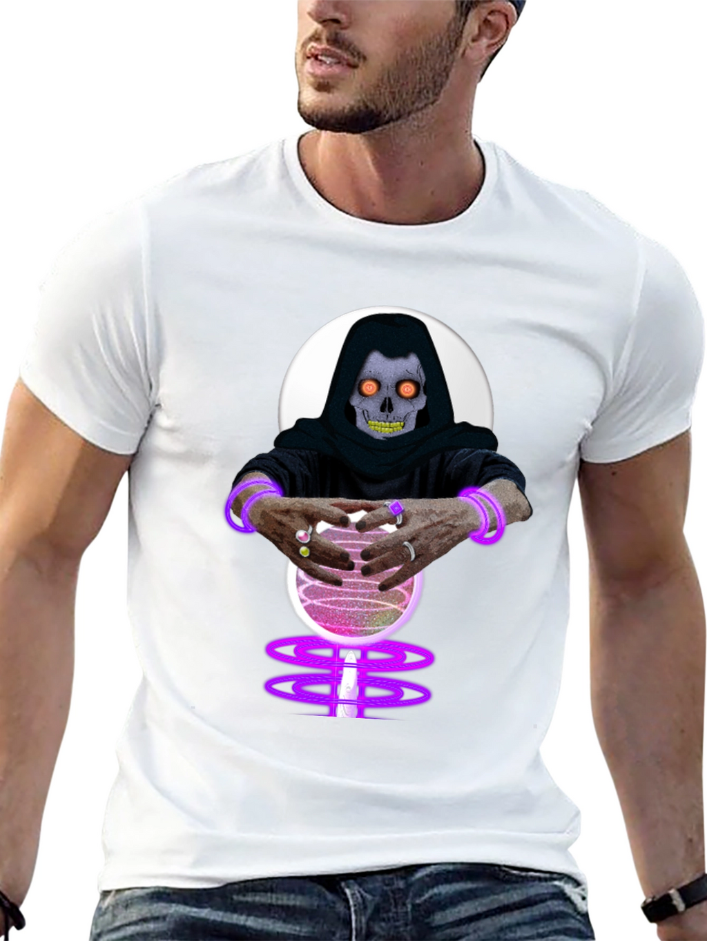 Mystic Skull Crystal Ball Black T-Shirt