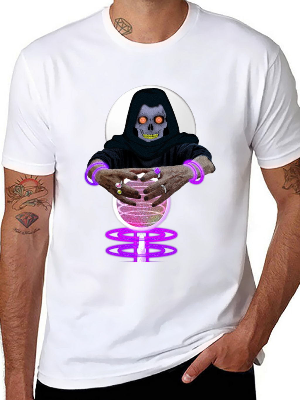 Mystic Skull Crystal Ball Black T-Shirt