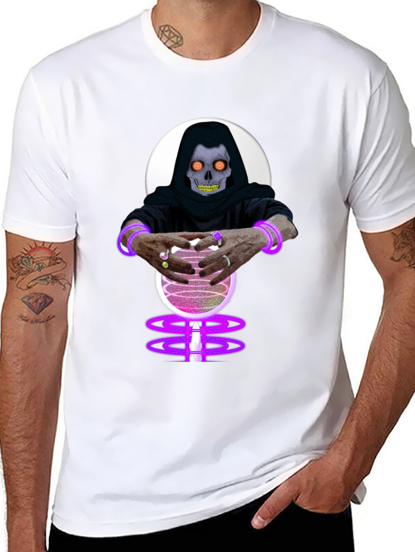 Mystic Skull Crystal Ball Black T-Shirt