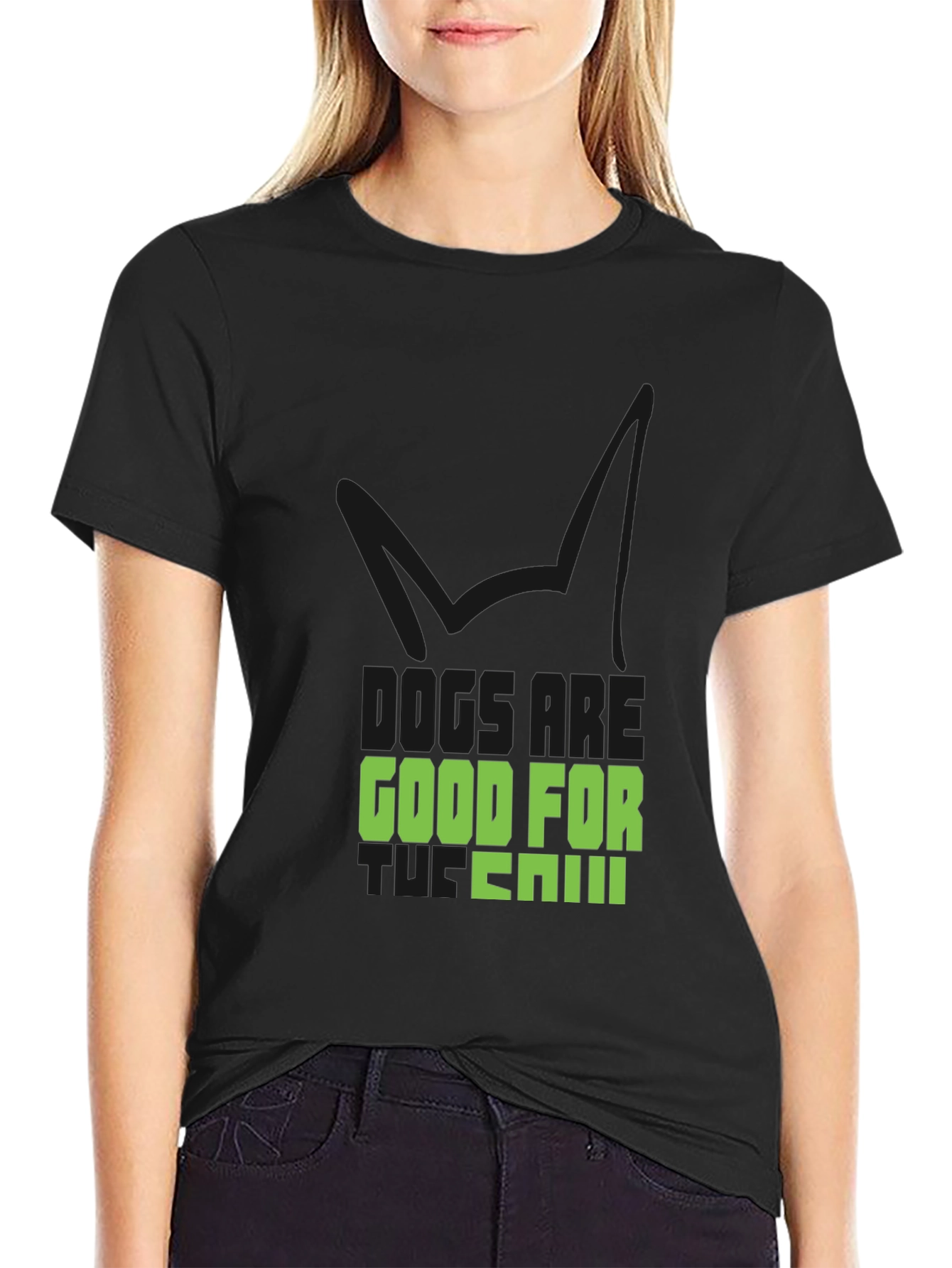 Dogs are Good For You Black T-Shirt