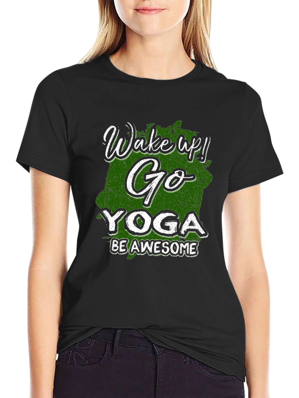 Wake Up! Go Yoga Be Awesome Black T-Shirt