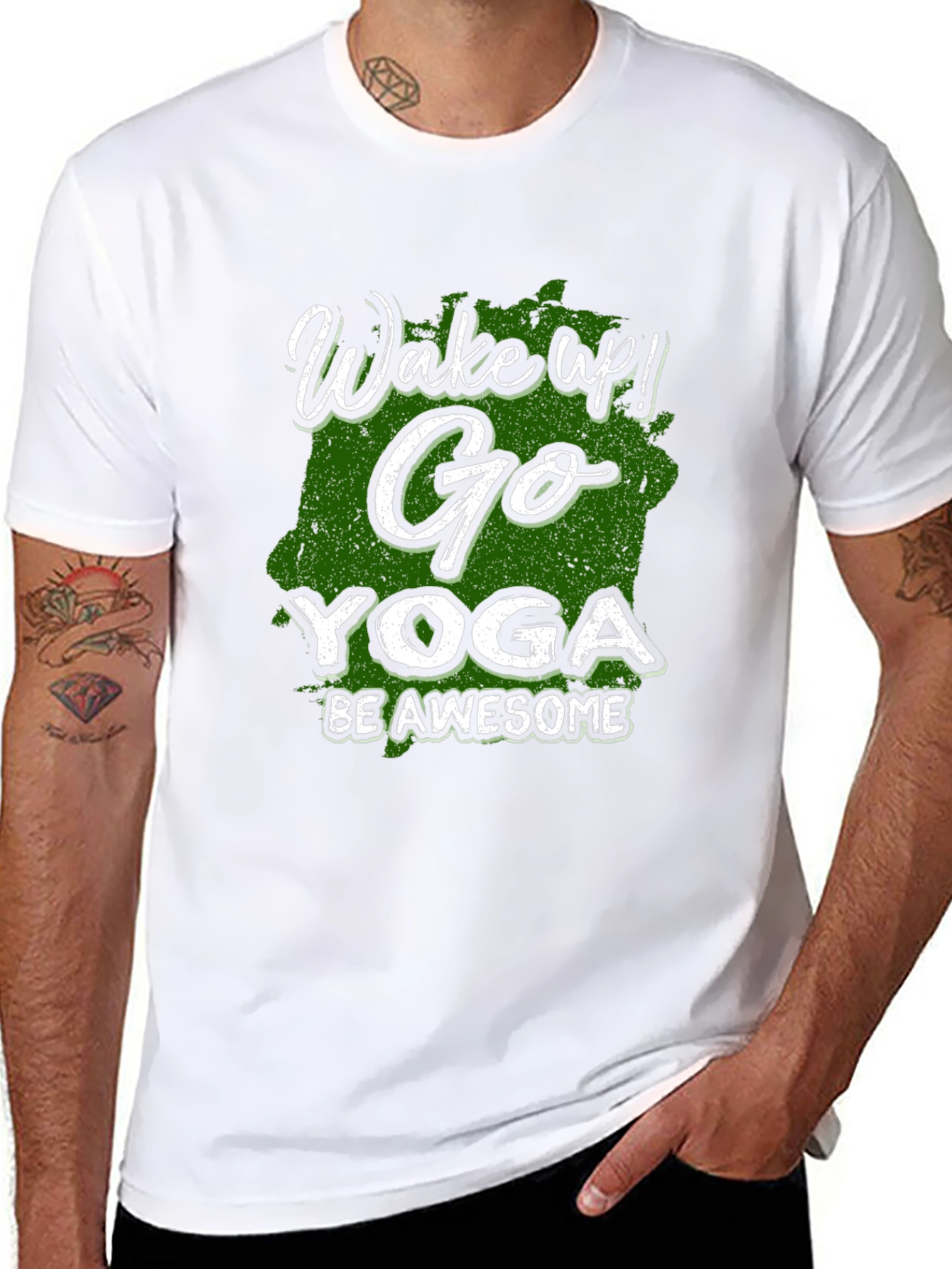 Wake Up! Go Yoga Be Awesome Black T-Shirt
