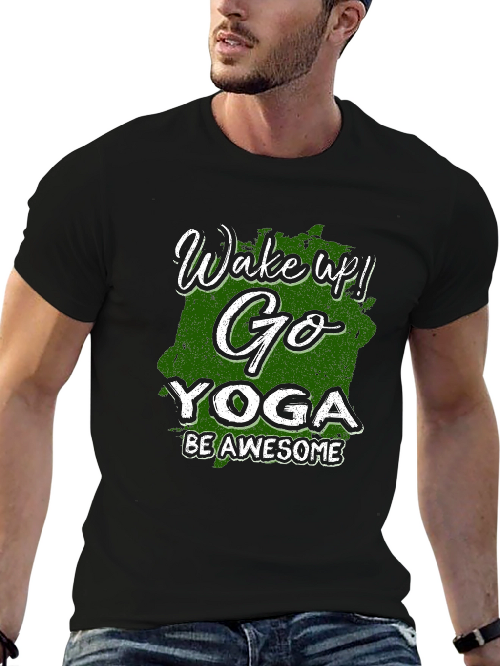 Wake Up! Go Yoga Be Awesome Black T-Shirt