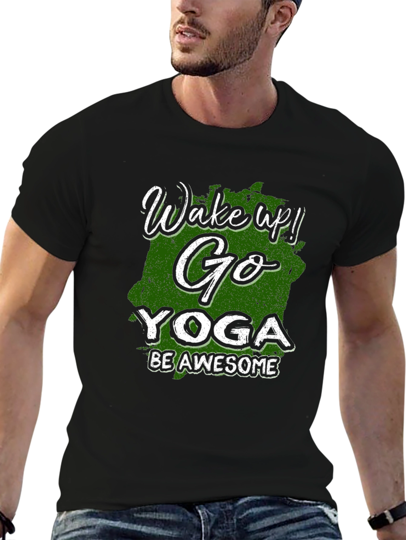 Wake Up! Go Yoga Be Awesome Black T-Shirt