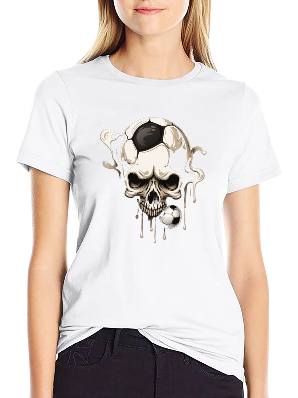 Skull Football Graphic Tee - Black
