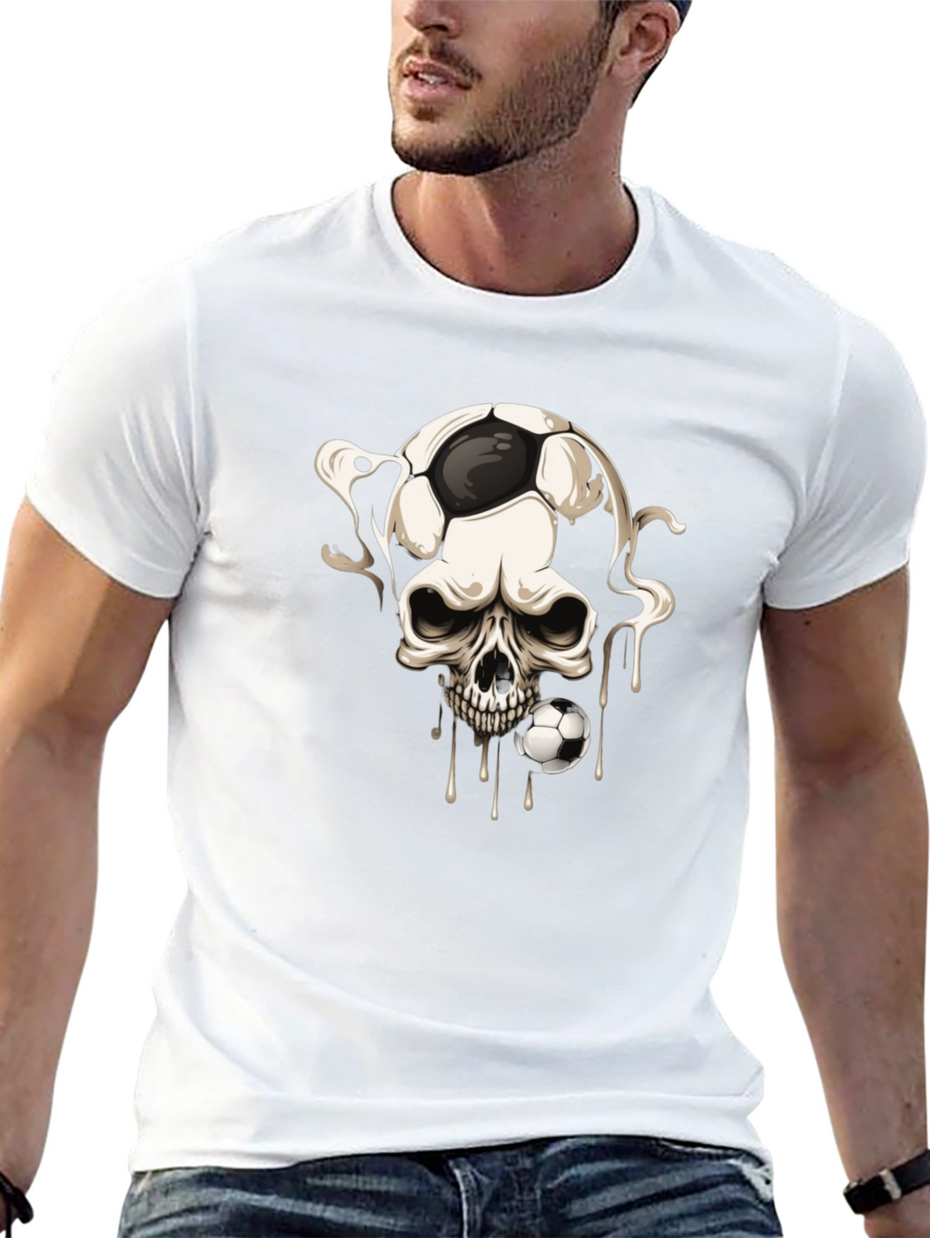 Skull Football Graphic Tee - Black