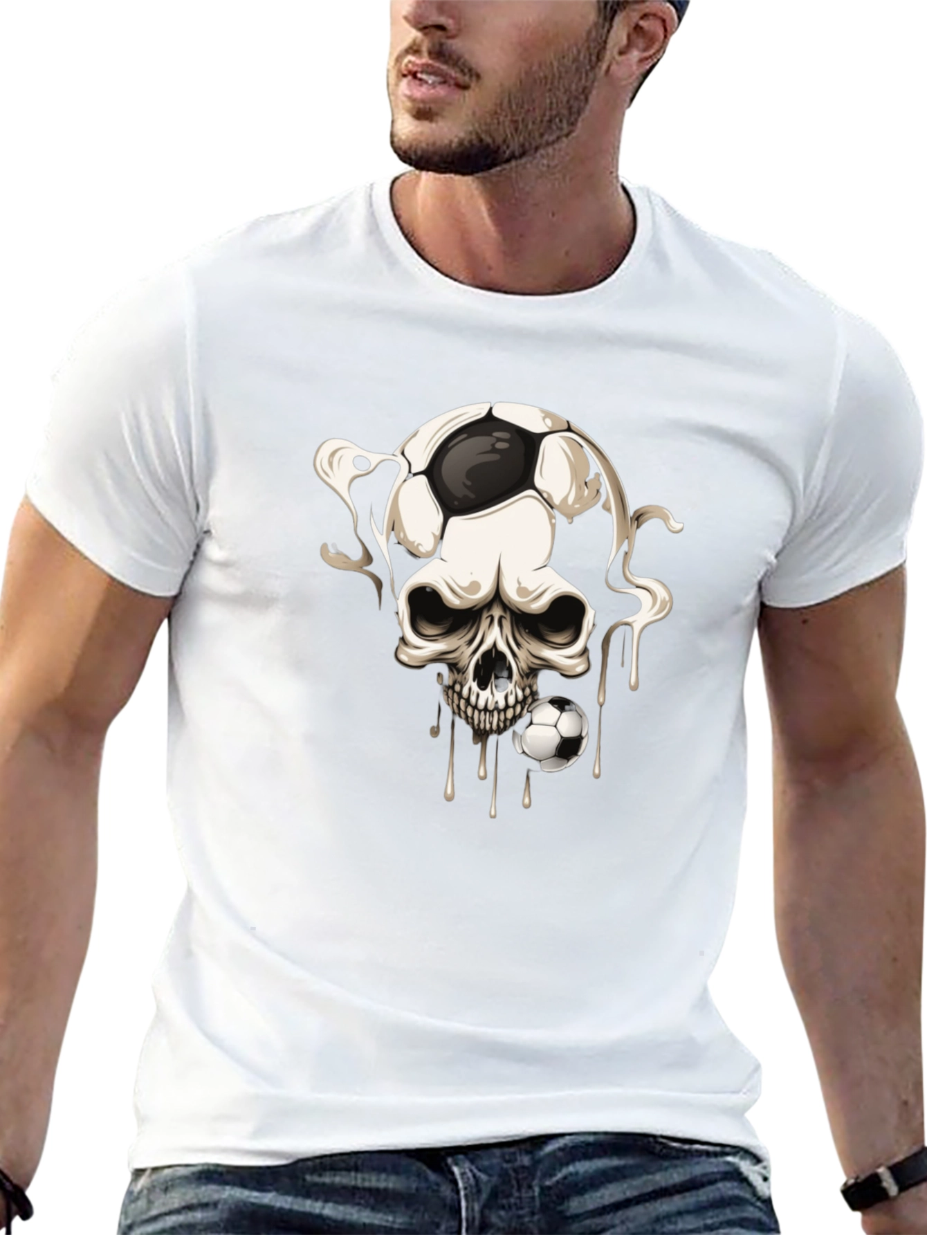 Skull Football Graphic Tee - Black