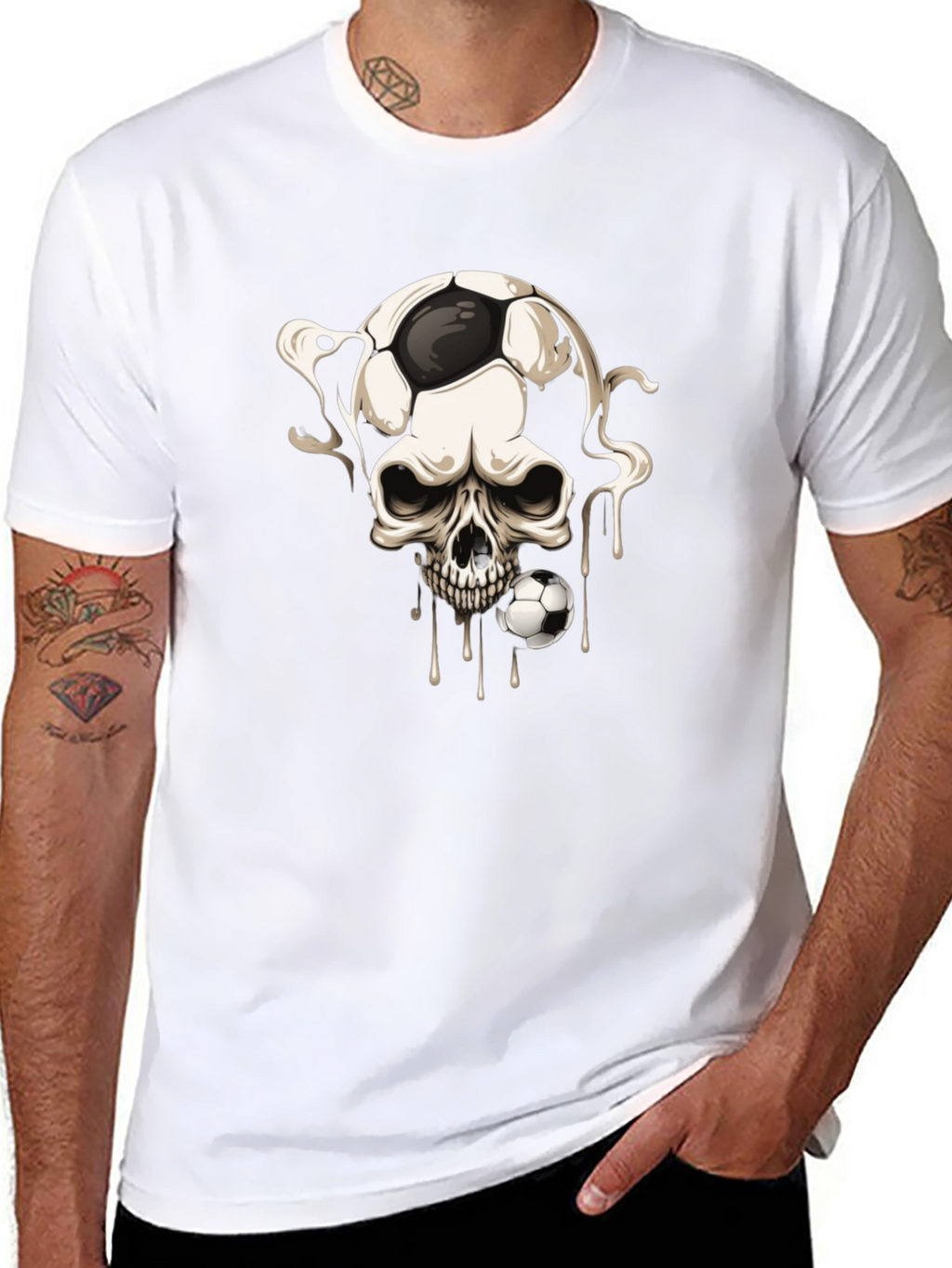Skull Football Graphic Tee - Black