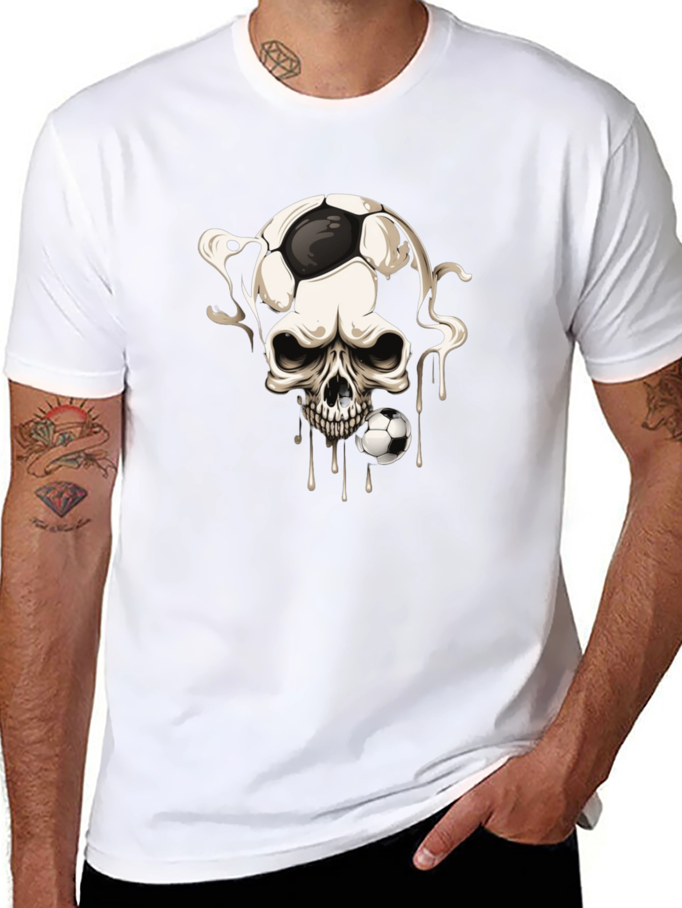 Skull Football Graphic Tee - Black