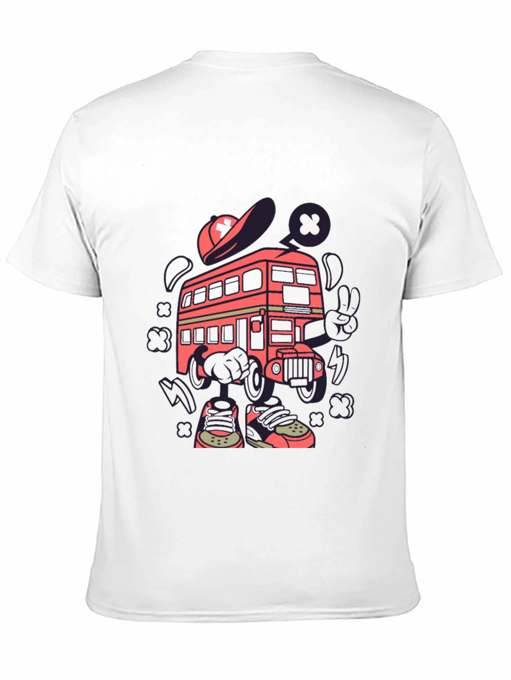 Cartoon Bus Graphic Tee - Quirky Black T-Shirt
