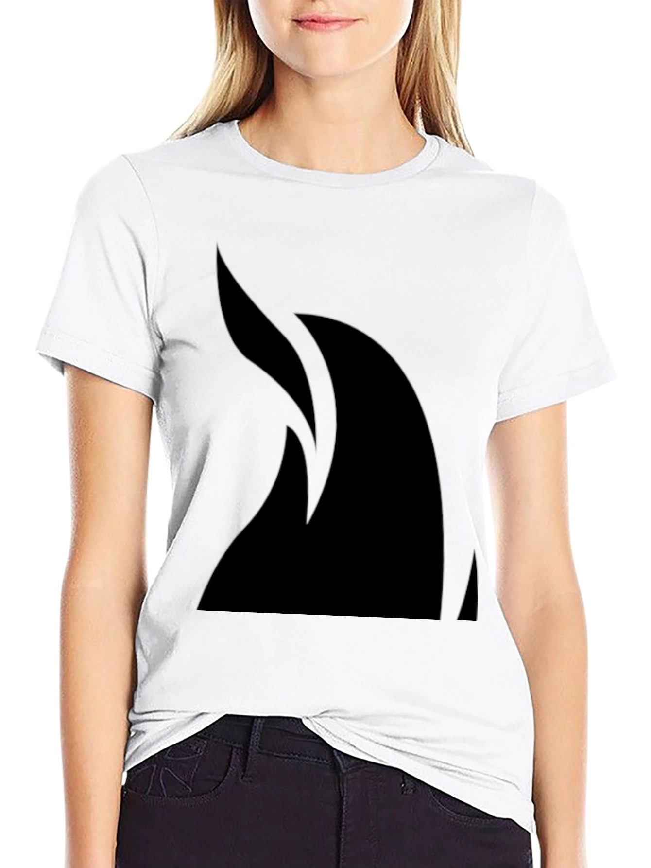 Sleek Black T-Shirt with Abstract Flame Design