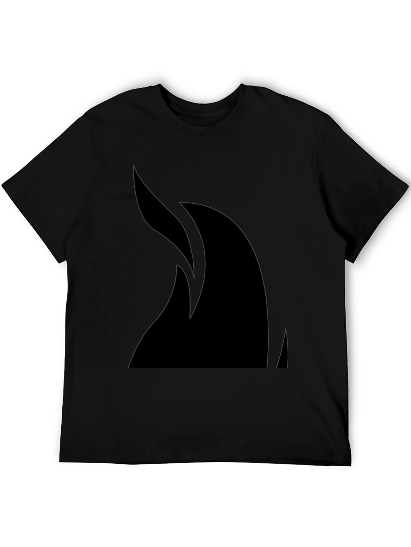 Sleek Black T-Shirt with Abstract Flame Design