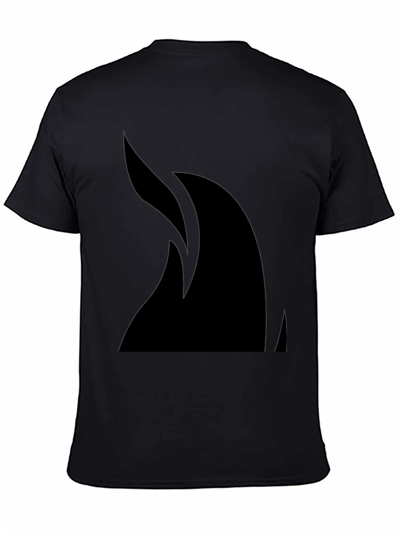 Sleek Black T-Shirt with Abstract Flame Design