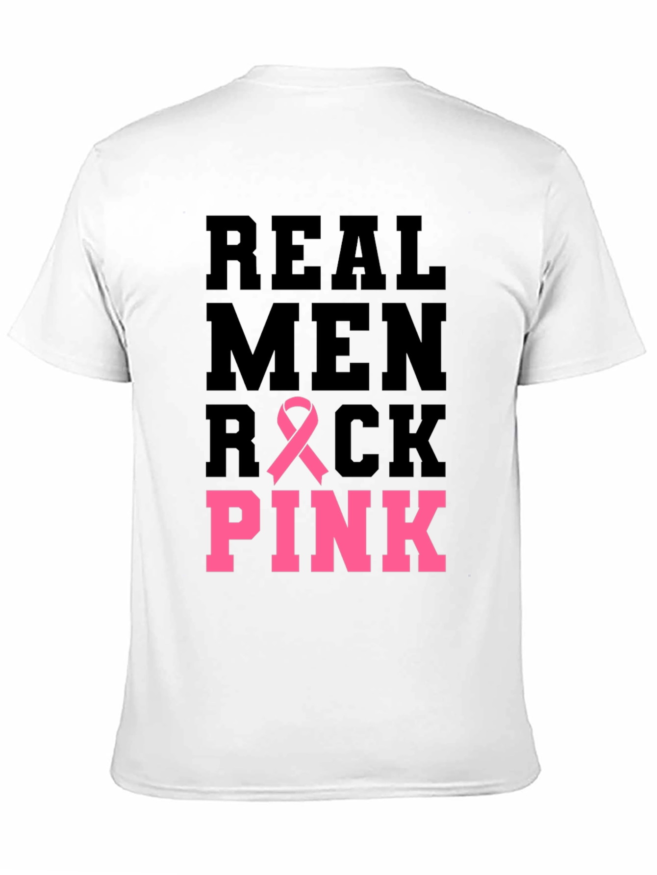 Real Men Rock Pink Breast Cancer Awareness T-Shirt
