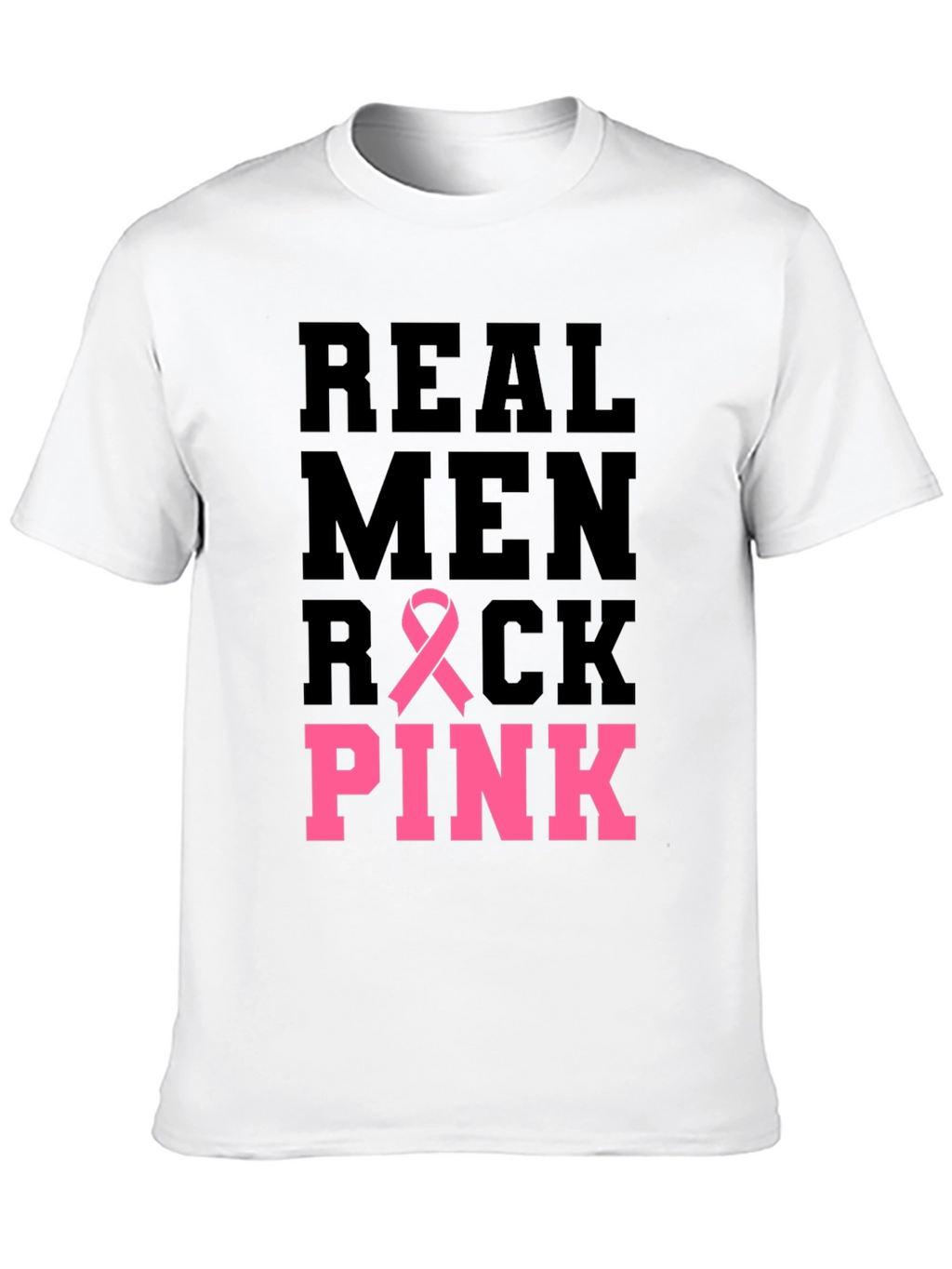 Real Men Rock Pink Breast Cancer Awareness T-Shirt
