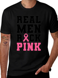 Real Men Rock Pink Breast Cancer Awareness T-Shirt
