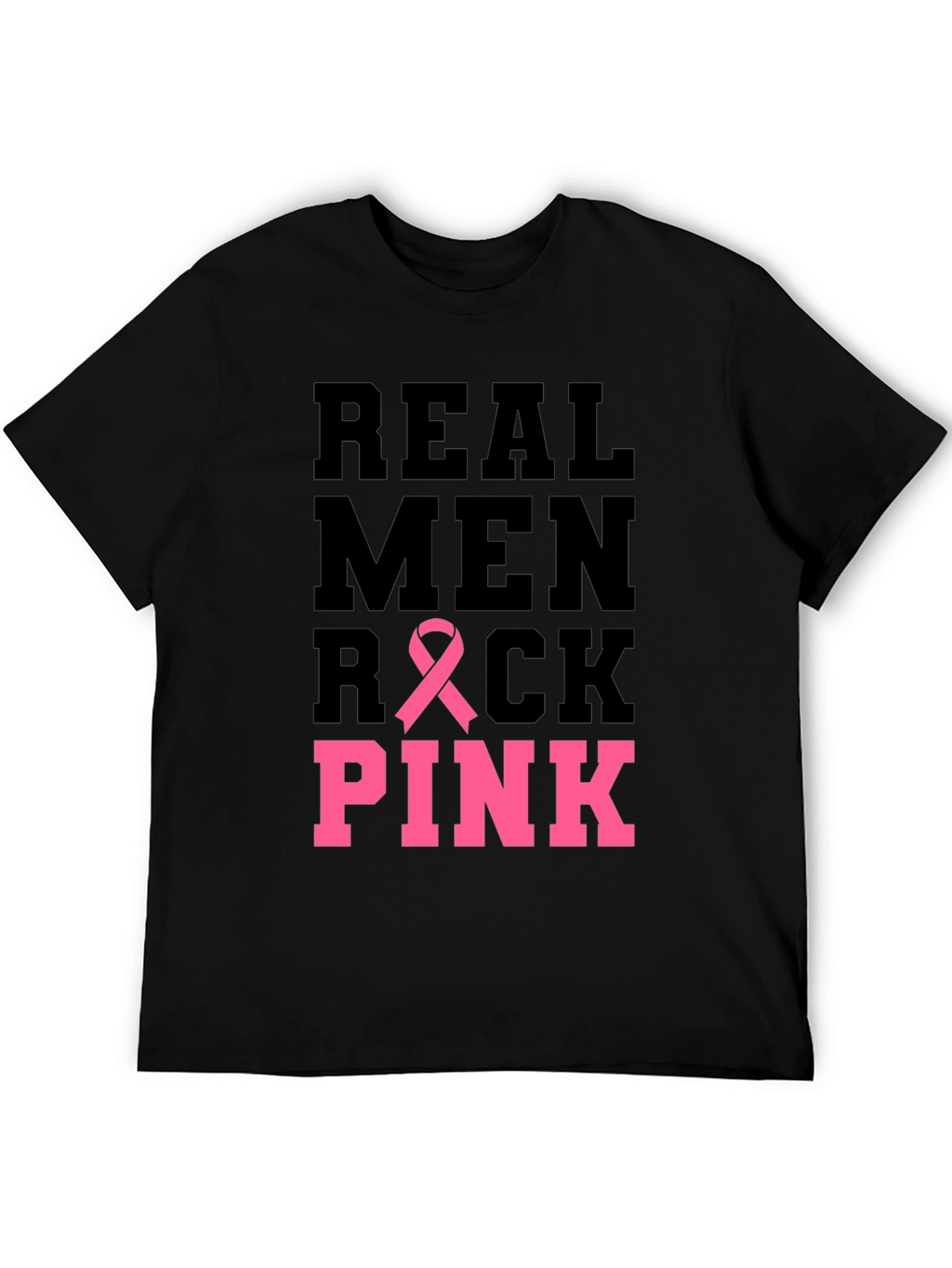 Real Men Rock Pink Breast Cancer Awareness T-Shirt