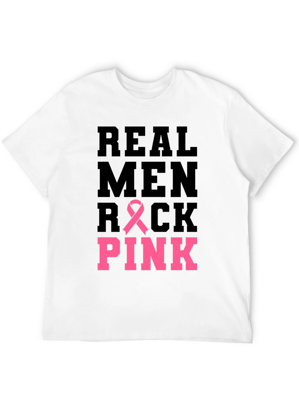 Real Men Rock Pink Breast Cancer Awareness T-Shirt
