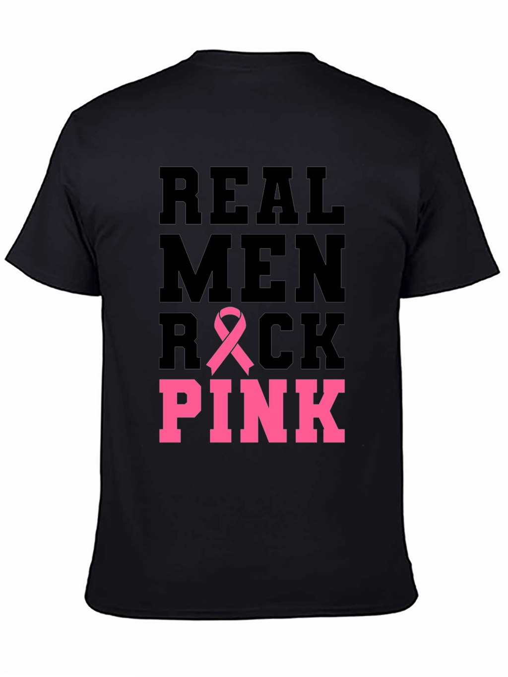 Real Men Rock Pink Breast Cancer Awareness T-Shirt