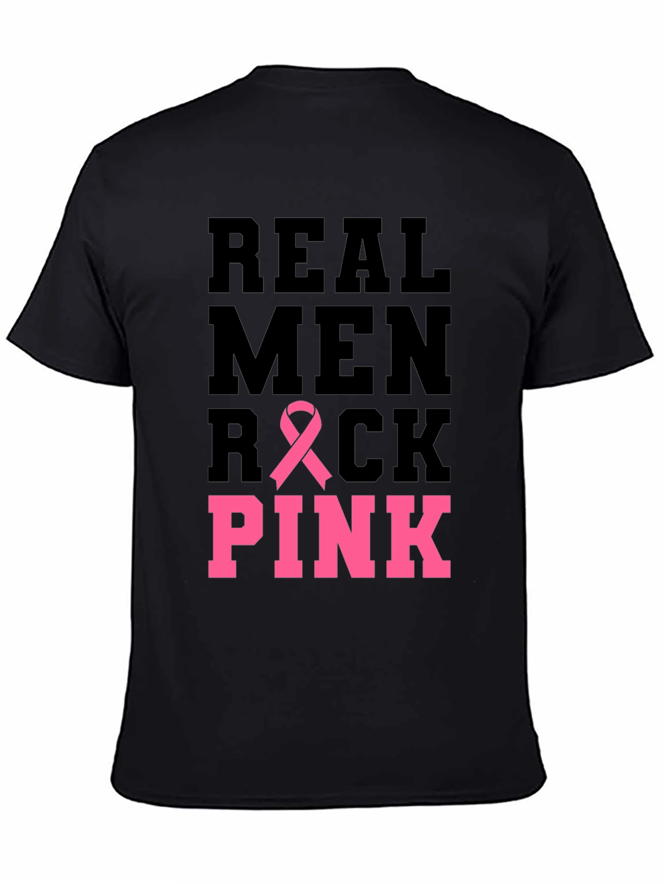 Real Men Rock Pink Breast Cancer Awareness T-Shirt