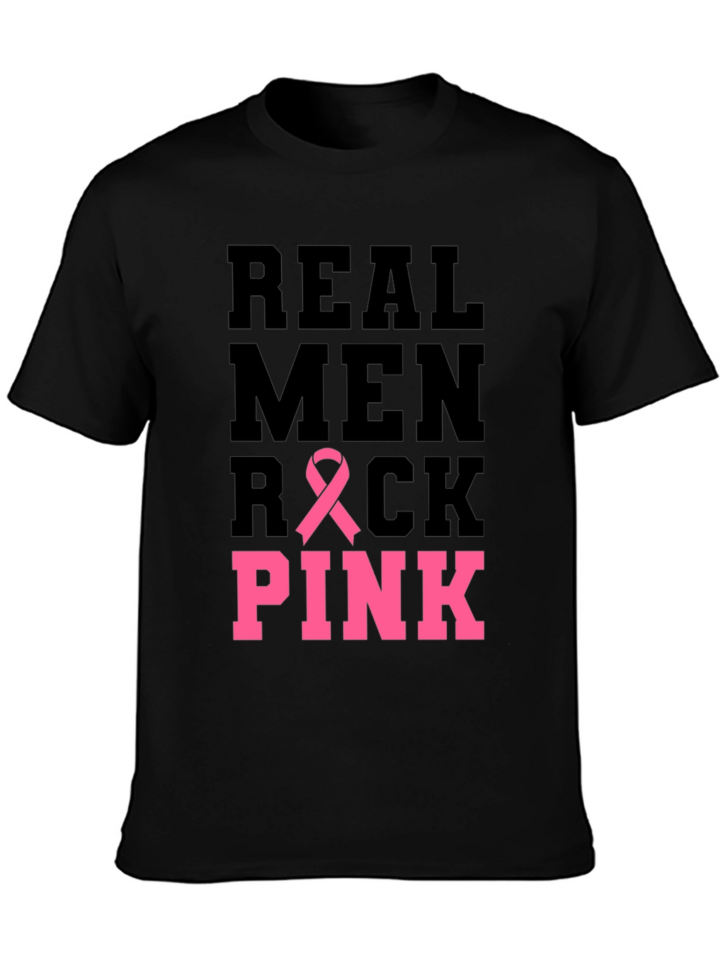 Real Men Rock Pink Breast Cancer Awareness T-Shirt