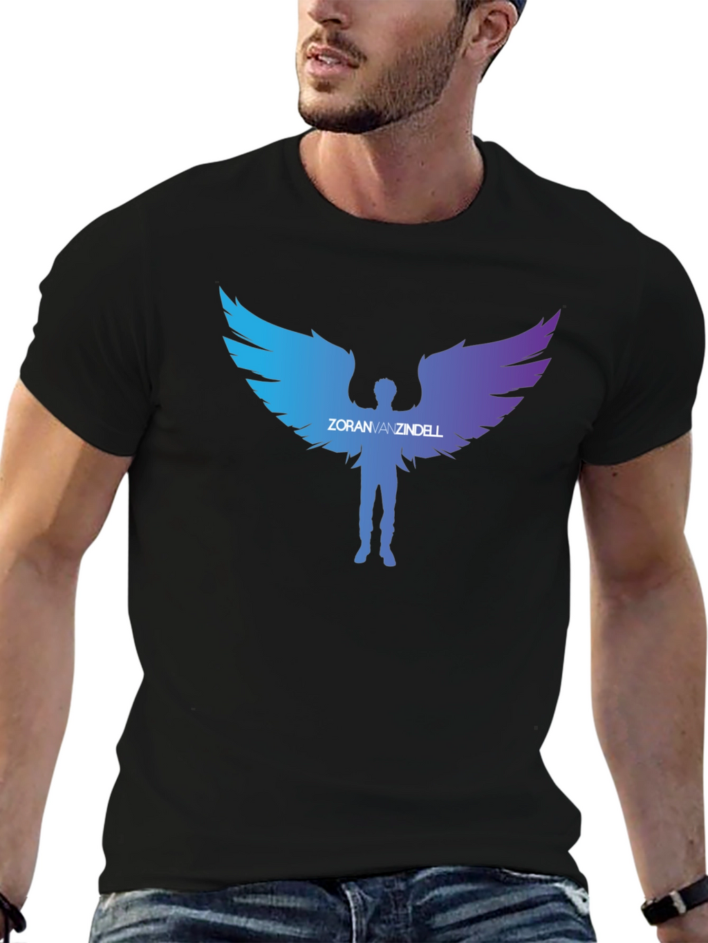 ZoranVanzindell Angel Wings Black T-Shirt