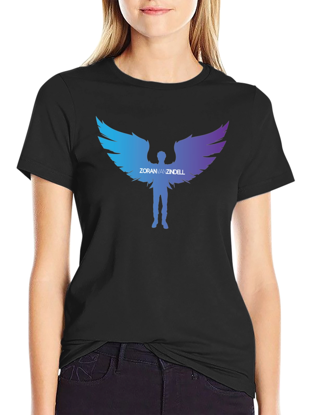 ZoranVanzindell Angel Wings Black T-Shirt