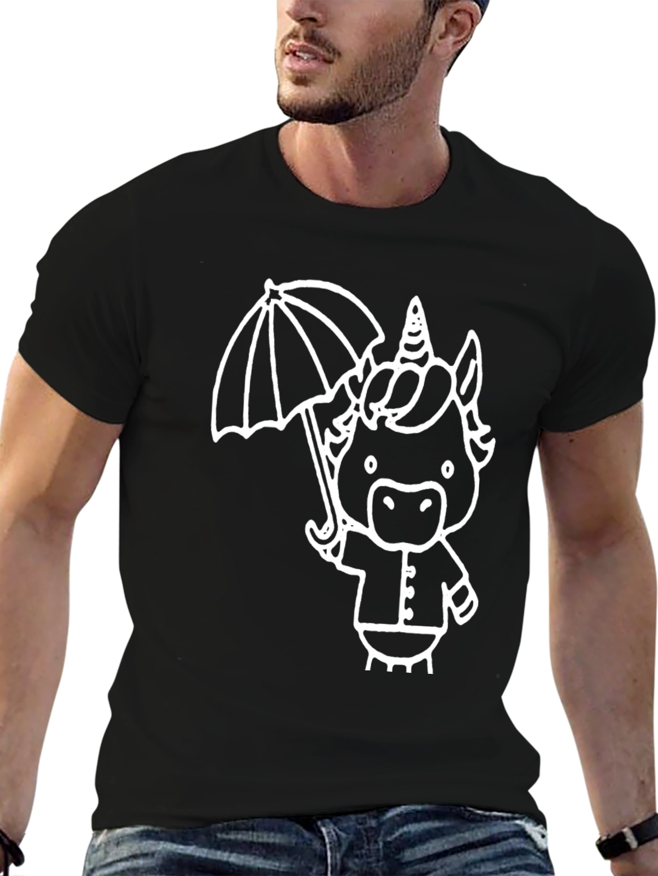 Unicorn Umbrella Graphic Tee - Black