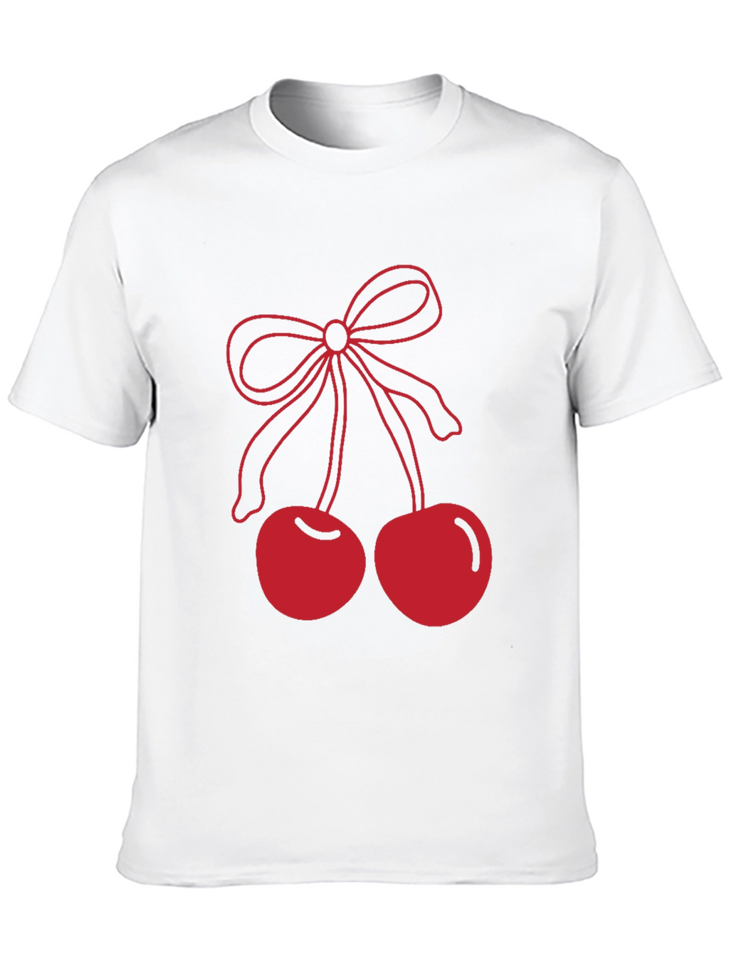 Red Cherry Bow Graphic Black T-Shirt