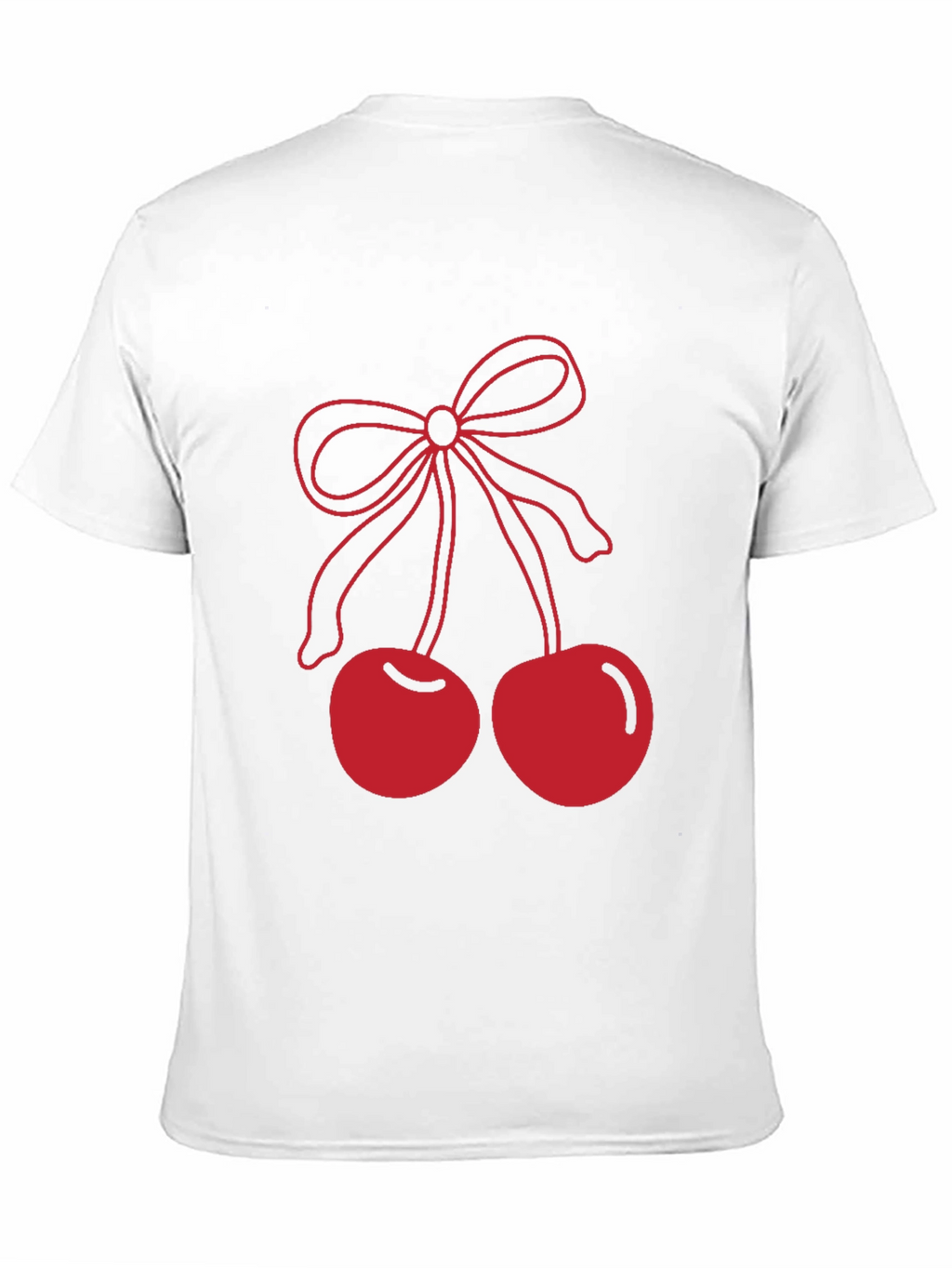 Red Cherry Bow Graphic Black T-Shirt